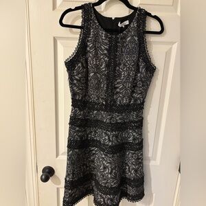 Parker Black and Gray Lace Mini Dress Medium